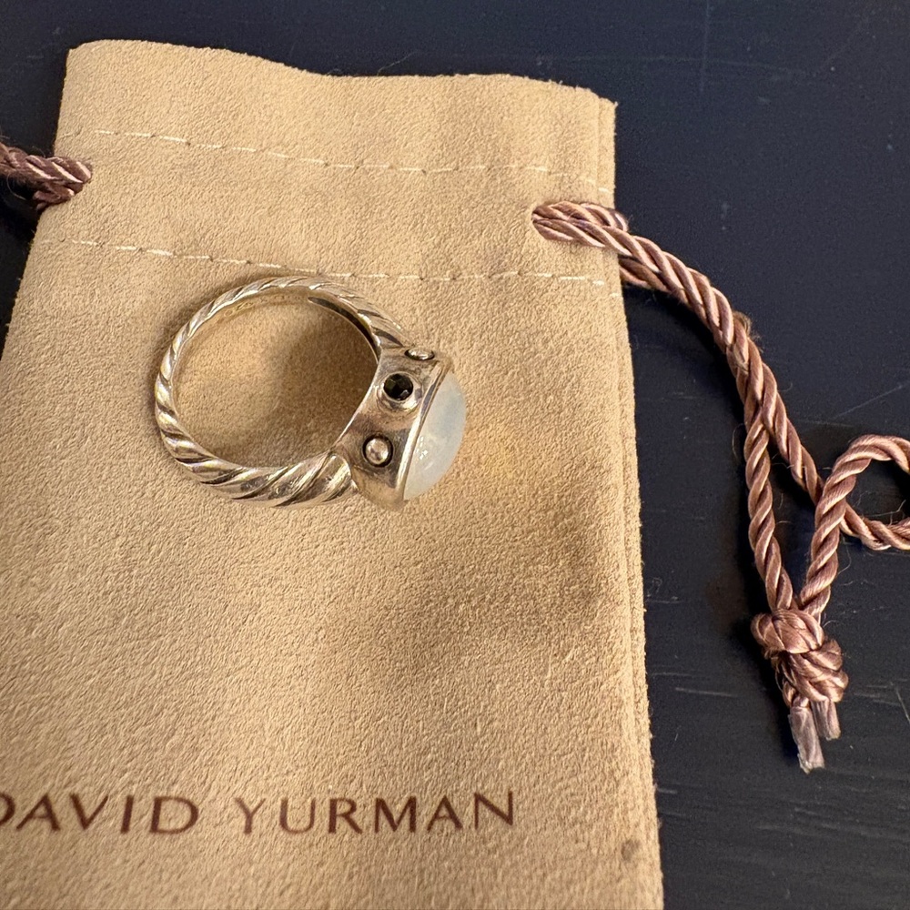 David Yurman Renaissance Moon Stone and Black Onyz Cable Ring